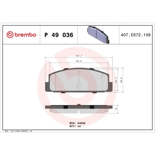 Brembo Arka Fren Balatası – P49036