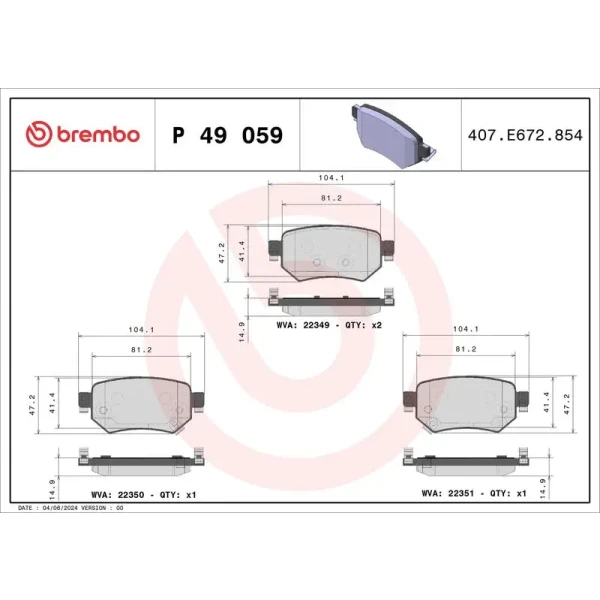 Brembo Arka Fren Balatası – P49059