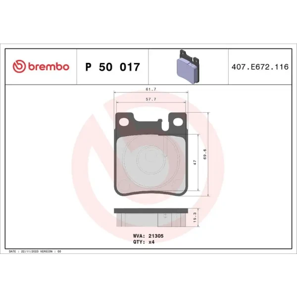 Brembo Arka Fren Balatası – P50017