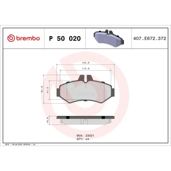 Brembo Arka Fren Balatası – P50020 ürün görseli