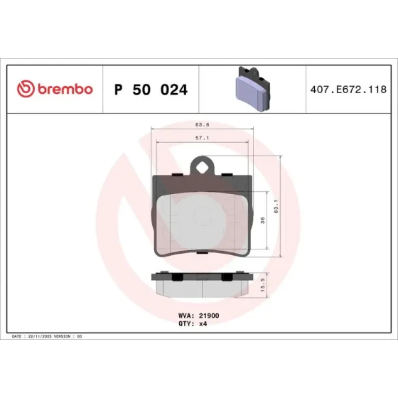 Brembo Arka Fren Balatası – P50024 ürün görseli