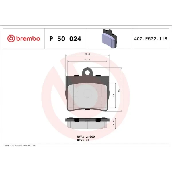 Brembo Arka Fren Balatası – P50024