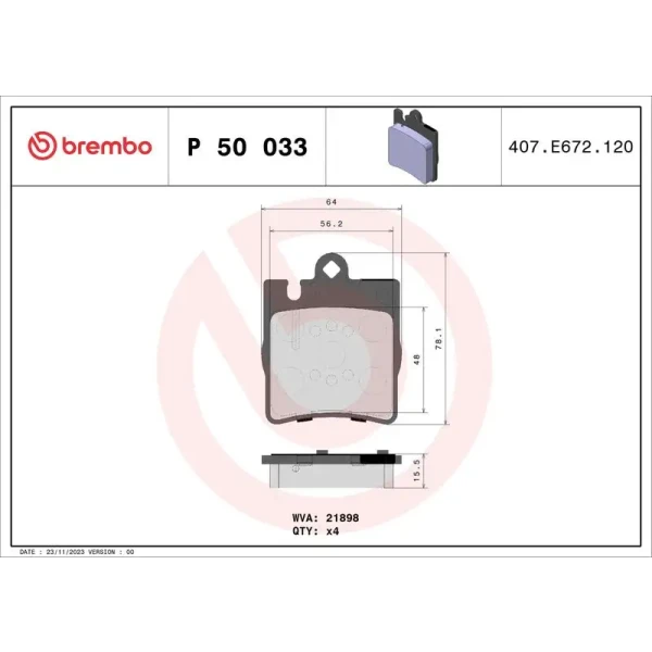 Brembo Arka Fren Balatası – P50033