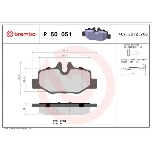 Brembo Arka Fren Balatası – P50051