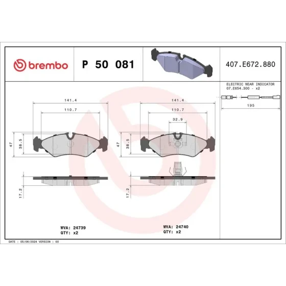 Brembo Arka Fren Balatası – P50081 ürün görseli