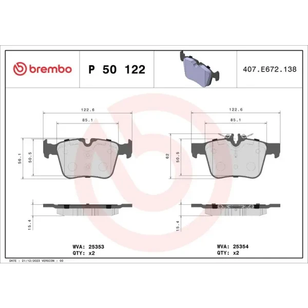 Brembo Arka Fren Balatası – P50122