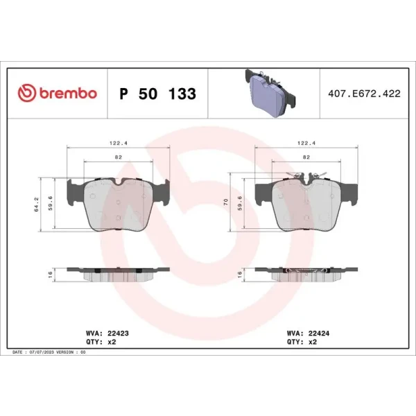 Brembo Arka Fren Balatası – P50133