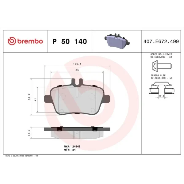 Brembo Arka Fren Balatası – P50140
