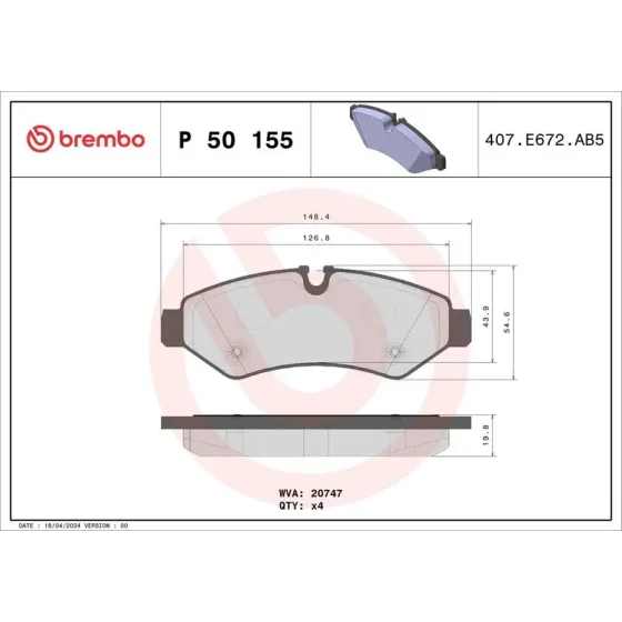 Brembo Arka Fren Balatası – P50155 ürün görseli