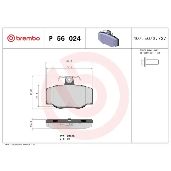 Brembo Arka Fren Balatası – P56024 ürün görseli