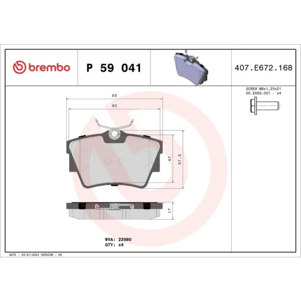 Brembo Arka Fren Balatası – P59041