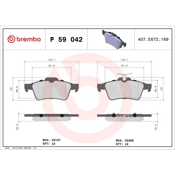 Brembo Arka Fren Balatası – P59042