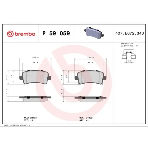 Brembo Arka Fren Balatası – P59059