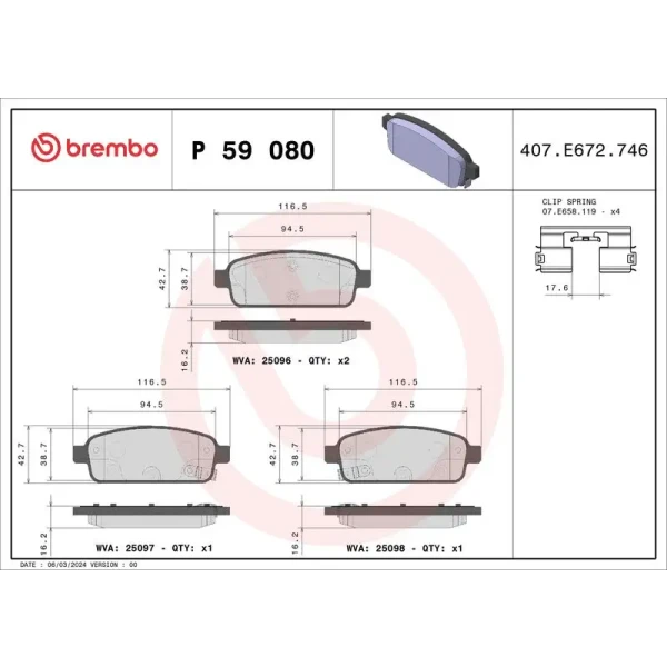 Brembo Arka Fren Balatası – P59080