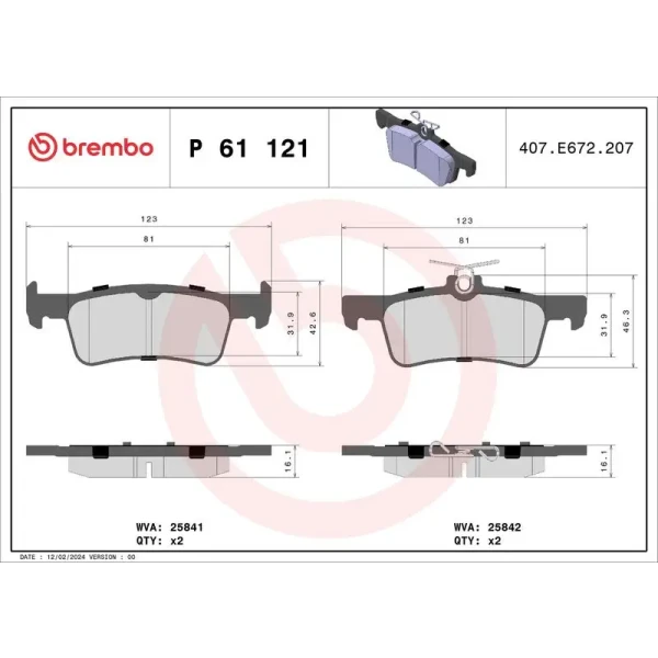 Brembo Arka Fren Balatası – P61121