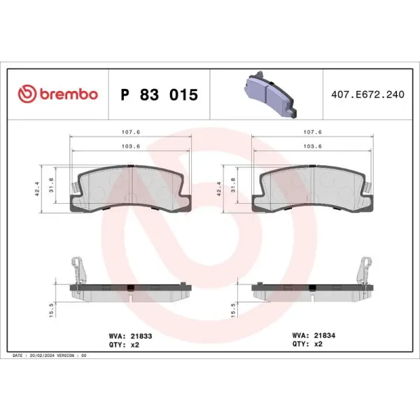 Brembo Arka Fren Balatası – P83015