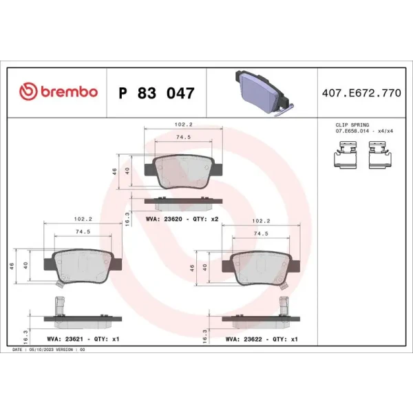 Brembo Arka Fren Balatası – P83047