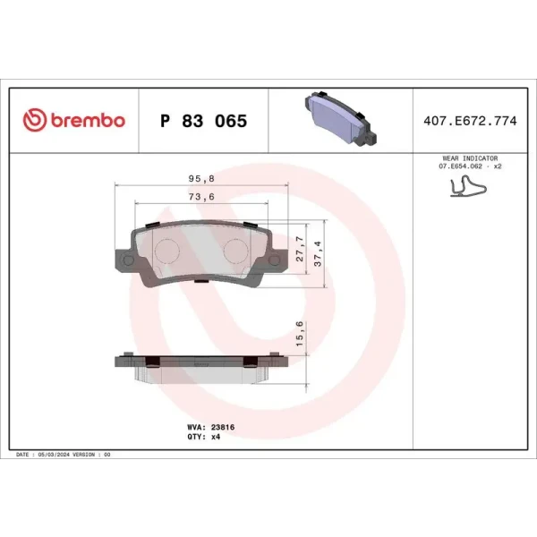 Brembo Arka Fren Balatası – P83065