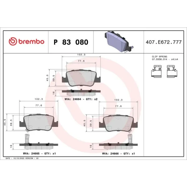 Brembo Arka Fren Balatası – P83080
