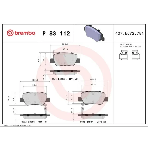 Brembo Arka Fren Balatası – P83112