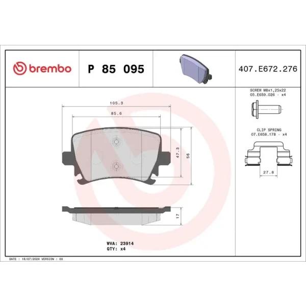 Brembo Arka Fren Balatası – P85095X