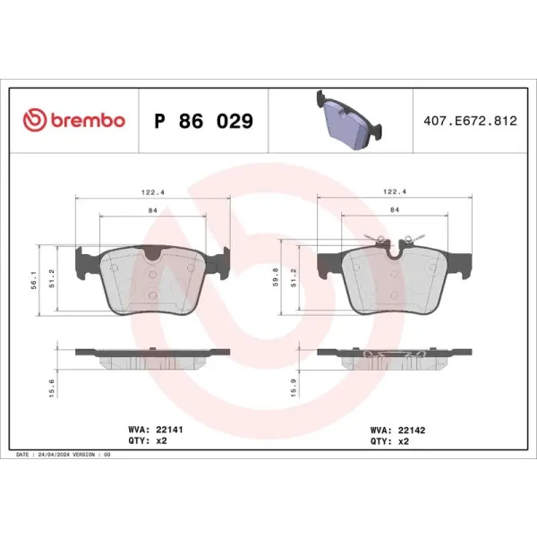 Brembo Arka Fren Balatası – P86029
