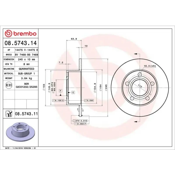 Brembo Arka Fren Diski – 08.5743.11