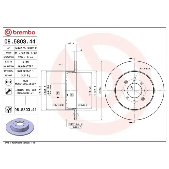 Brembo Arka Fren Diski – 08.5803.41 ürün görseli
