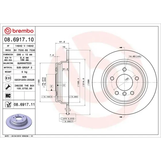 Brembo Arka Fren Diski – 08.6917.11 ürün görseli