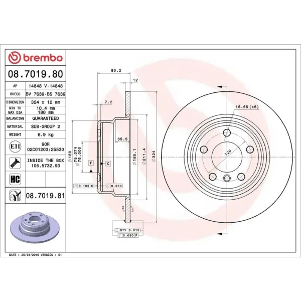 Brembo Arka Fren Diski – 08.7019.81