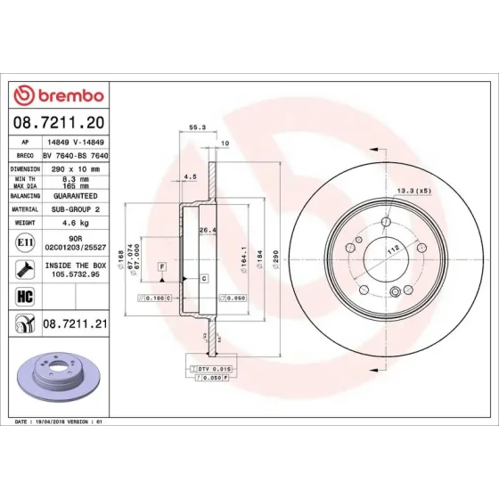 Brembo Arka Fren Diski – 08.7211.21 ürün görseli