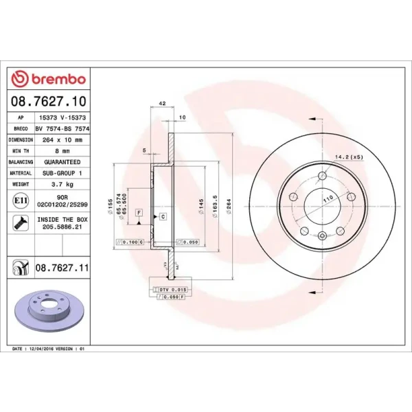 Brembo Arka Fren Diski – 08.7627.10