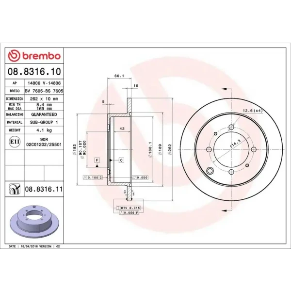 Brembo Arka Fren Diski – 08.8316.10