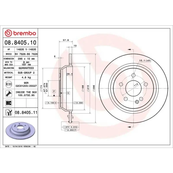 Brembo Arka Fren Diski – 08.8405.10 / OEM A6364230112