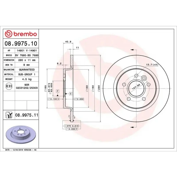 Brembo Arka Fren Diski – 08.9975.11