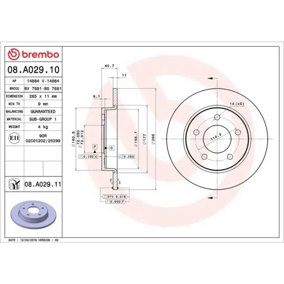 Brembo Arka Fren Diski – 08.A029.10 ürün görseli