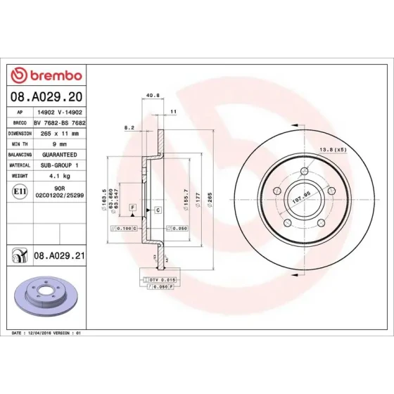 Brembo Arka Fren Diski – 08.A029.20 ürün görseli