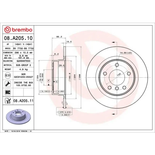 Brembo Arka Fren Diski – 08.A205.10