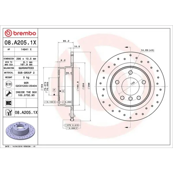 Brembo Arka Fren Diski – 08.A205.1X