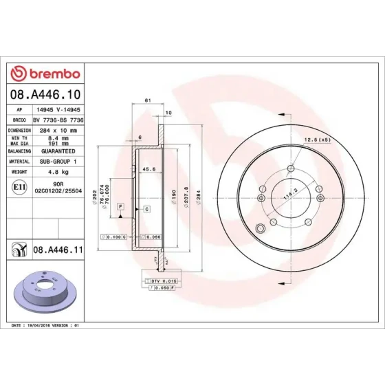 Brembo Arka Fren Diski – 08.A446.10 ürün görseli