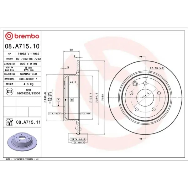 Brembo Arka Fren Diski – 08.A715.11