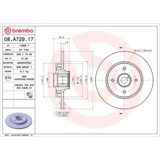 Brembo Arka Fren Diski – 08.A729.17 ürün görseli
