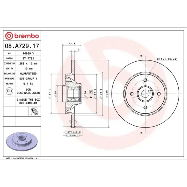 Brembo Arka Fren Diski – 08.A729.17