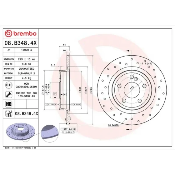 Brembo Arka Fren Diski – 08.B348.4X / OEM A2464230112 ürün görseli