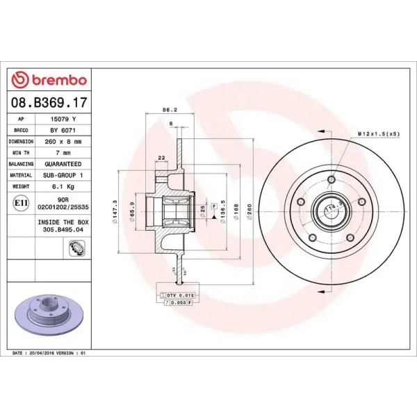 Brembo Arka Fren Diski – 08.B369.17