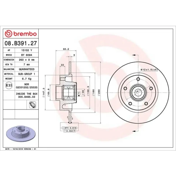 Brembo Arka Fren Diski – 08.B391.27