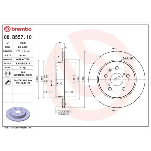 Brembo Arka Fren Diski – 08.B557.10