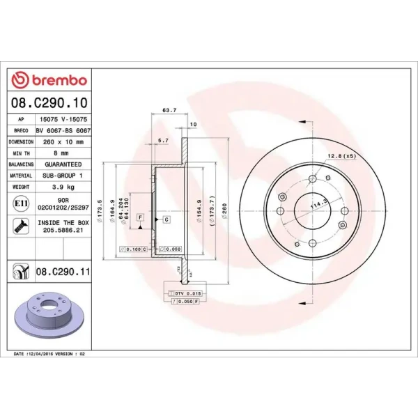 Brembo Arka Fren Diski – 08.C290.11