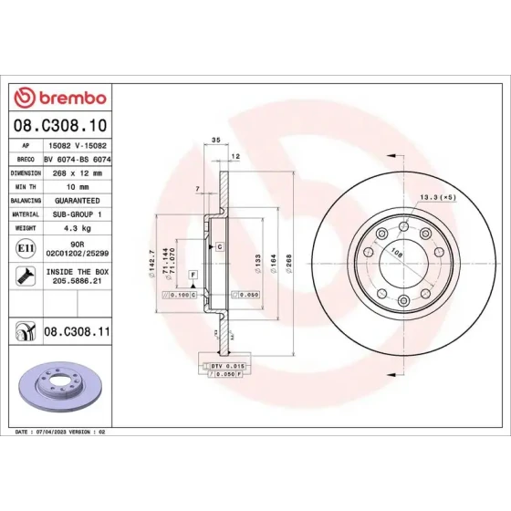 Brembo Arka Fren Diski – 08.C308.11 ürün görseli
