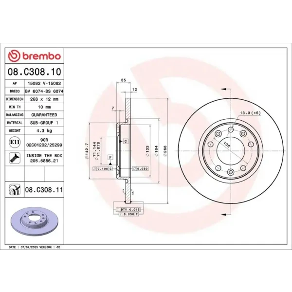 Brembo Arka Fren Diski – 08.C308.11